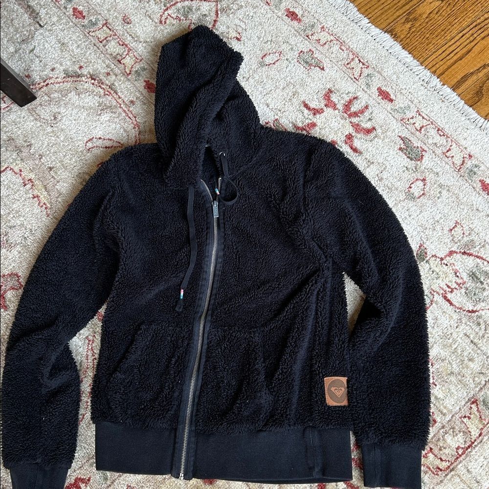 Roxy Black Fleece Zip-Up Hoodie Size Small - Picture 8 of 10